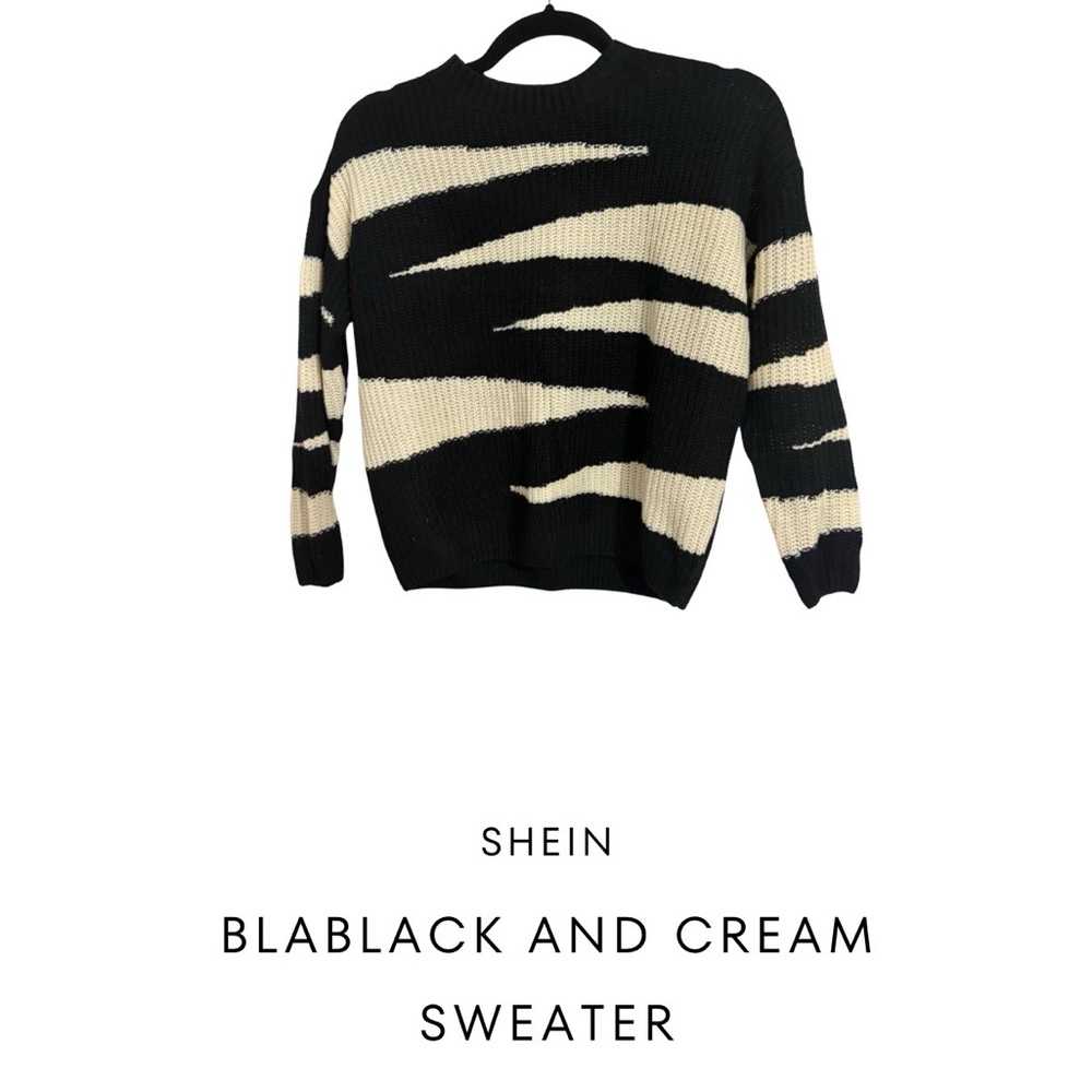 SHEIN Zebra Stripe Black and Cream Sweater